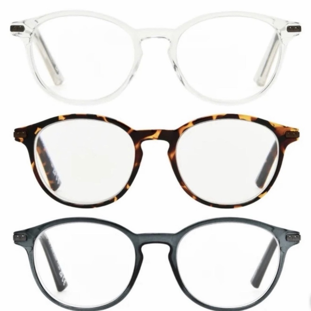 Foster Grant Reading 3 Pack Glasses +1.25 Style D Full Rim Plastic new